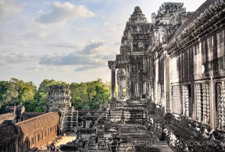 The top floor of Angkor Wat towers above the forest.