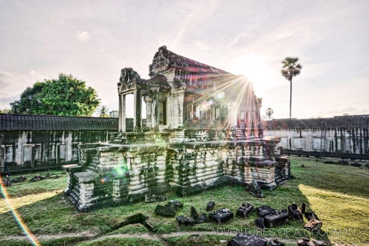 Angkor Wat's southeast library is especially mystical at the end of the day.