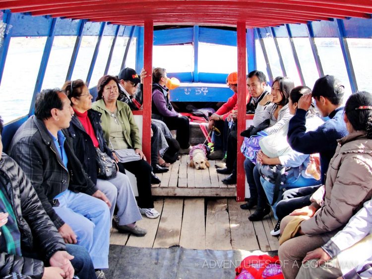 Empty when I first boarded, this boat soon filled up with all the other passengers on my bus.