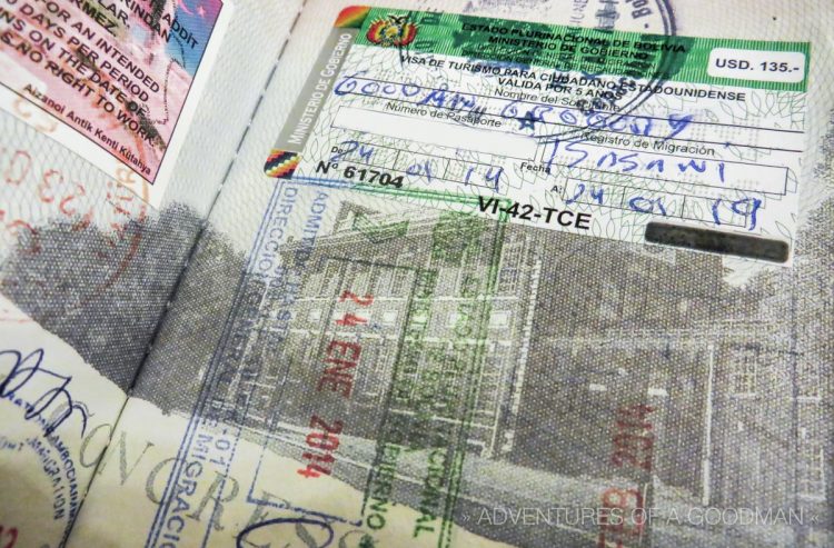 My passport had a Bolivian visa in it!