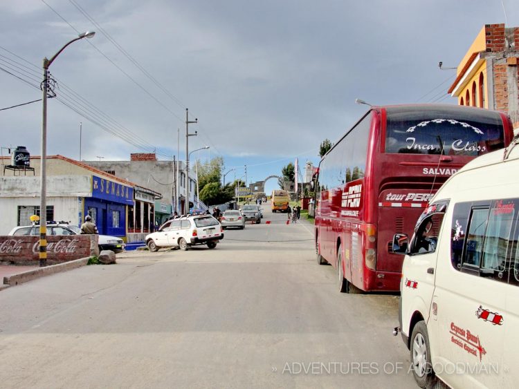 The view after our driver dropped us off at the Desaguadero-Kasani border crossing between Peru and Bolivia