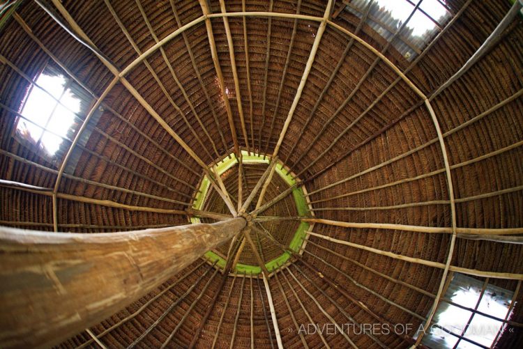 The roof of the Maloka, which I spent a lot of time looking up at during my daily practices.