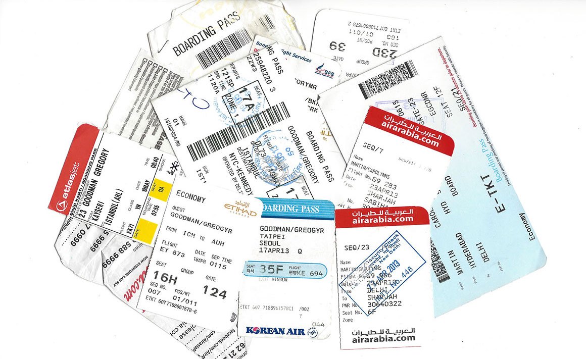 A selection of boarding passes from my travels in 2013