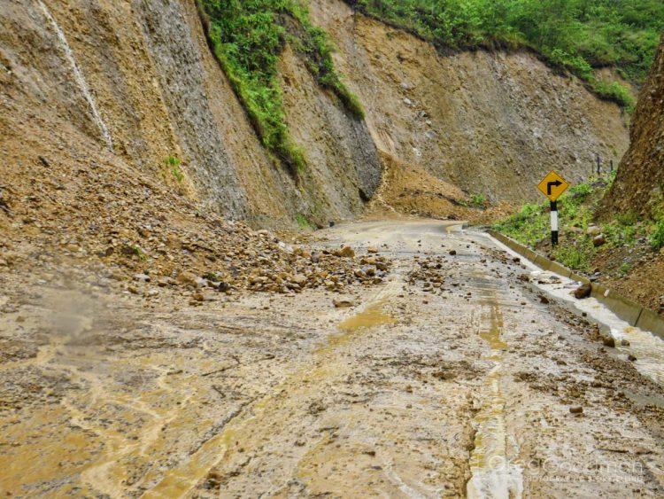 Our driver had no trouble driving around this landslide.