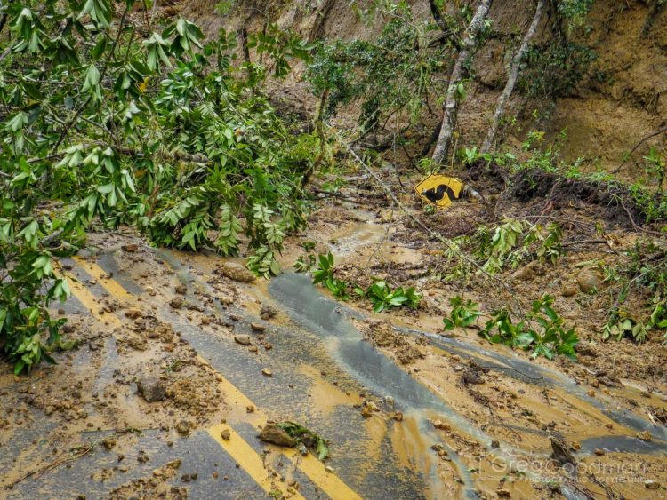 A landslide on the road between San Ignacio and La Balsa, Peru