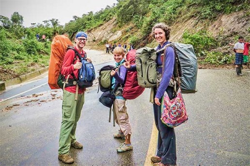 Our fearless landslide hiking crew: Me, Gosha and my wife, Carrie