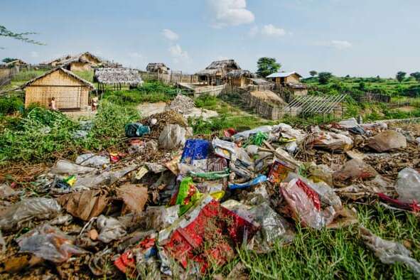 A garbage pile in Nyaung-U in Bagan, Myanmar