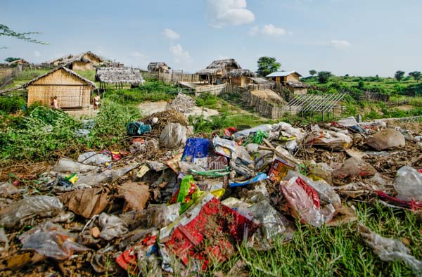 A garbage pile in Nyaung-U in Bagan, Myanmar