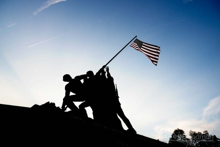 The Iwa Jima Memorial is located just outside of Washington, DC in Arlington, Virginia