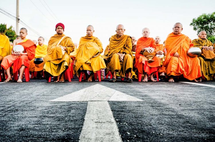 This way to the monks at the 12,999 Monk Alms Procession in Chiang Mai, Thailand