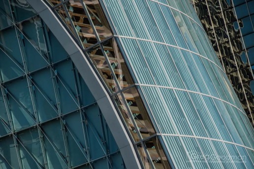 The outside of the cathedral is covered in metal and glass