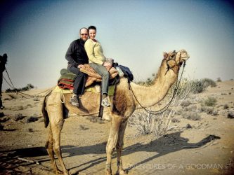 On a camel with my wife, Carrie