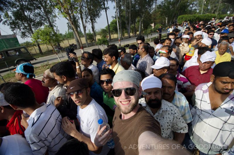 A line to get into the Wagha border ceremony near Amritsar, India