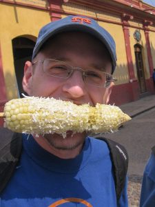 Eating corn in San Crisobol de las Casas, Mexico, in 2007