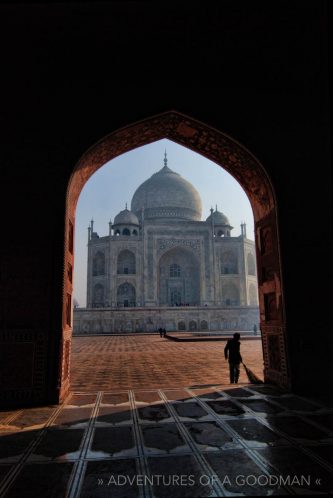 A sweeper at the Taj Mahal in Agra, India