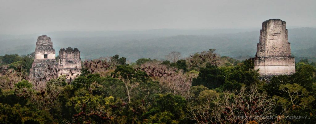 A just-after-sunrise view of the biggest structures in Tikal... the same ones seen in Star Wars Episode IV