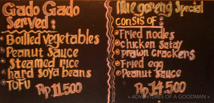 A sign advertising Gado Gado