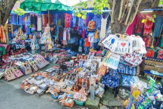 Souvenirs for sale outside Tahah Lot in Bali, Indonesia