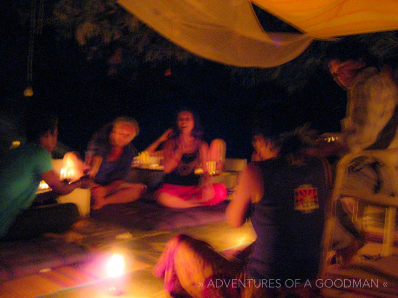 Hippies hanging out in Hampi, India