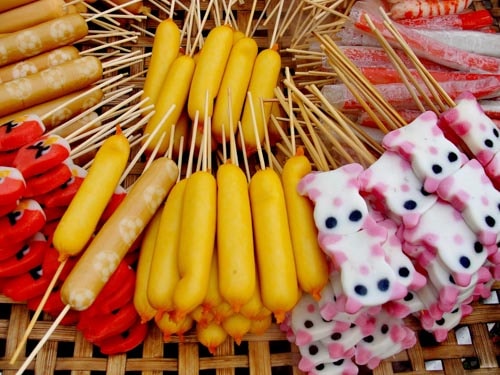 Meat on a stick for sale in Bangkok, Thailand