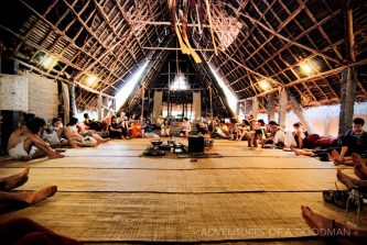 The main hut during a meal