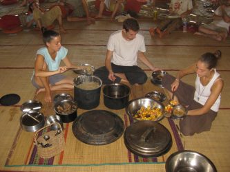 Vegan breakfasts at Sadhana Forest, Auroville, India