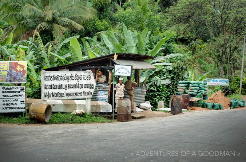 A military checkpoint outside Ella, Sri Lanka