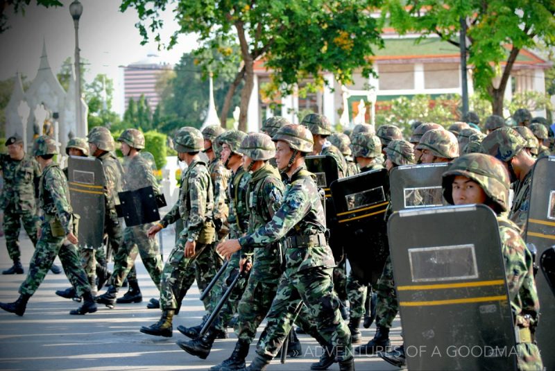 Thai soldiers in Bangkok, Thailand