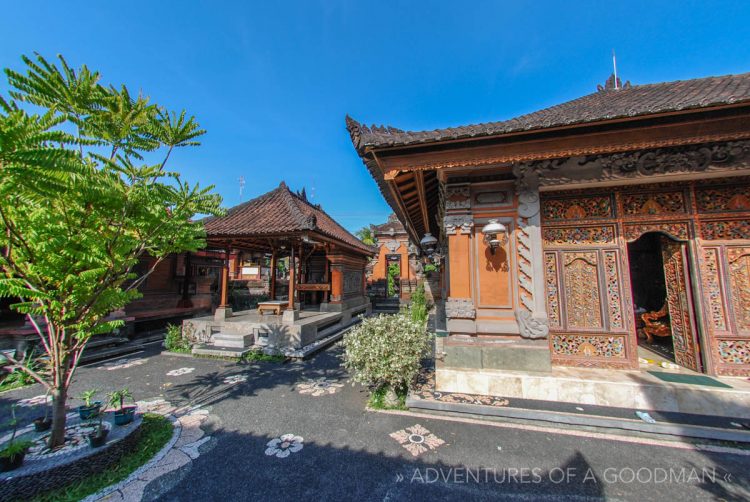 The inside of a typical local housing complex in Ubud, Bali, Indonesia