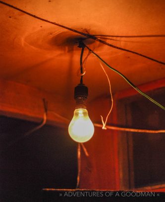 A bare bulb in our $2.50 guesthouse on Don Det, Laos