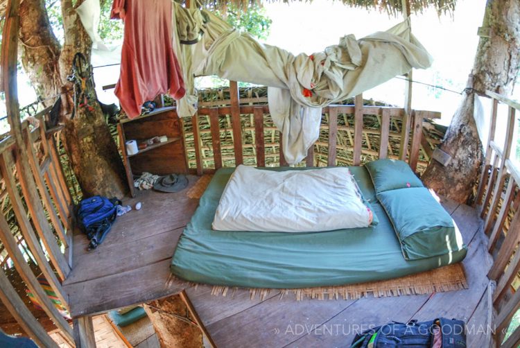 Inside a treehouse in the Gibbon Experience, Laos