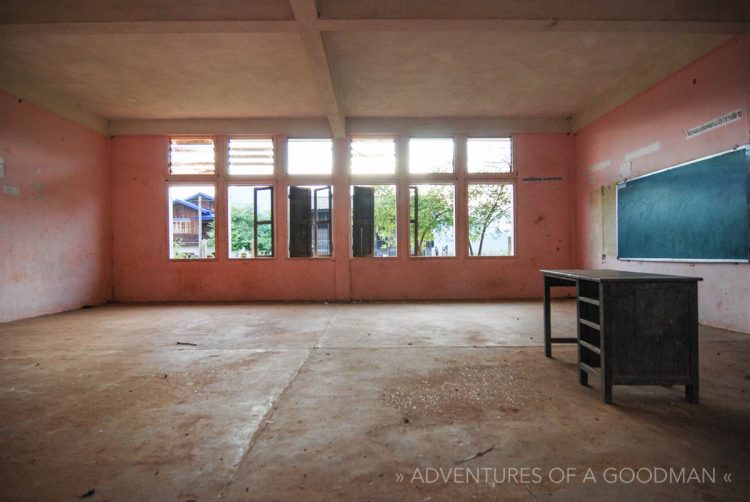 A classroom inside the Groupe Scolaire de Champasak, Laos