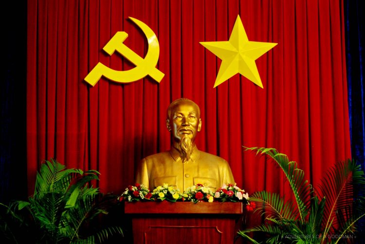 A statue of Ho Chi Min in VietNam's Reunification Palace