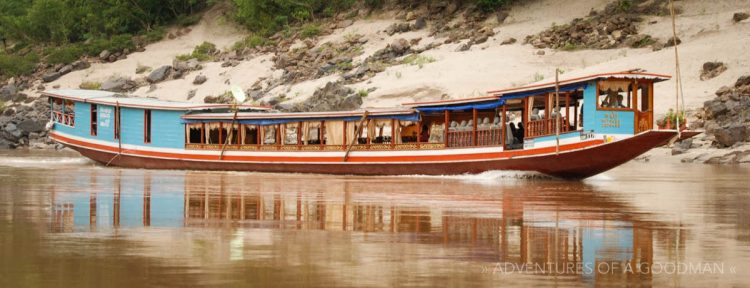 One of the slow boats on the Mekong River in Laos