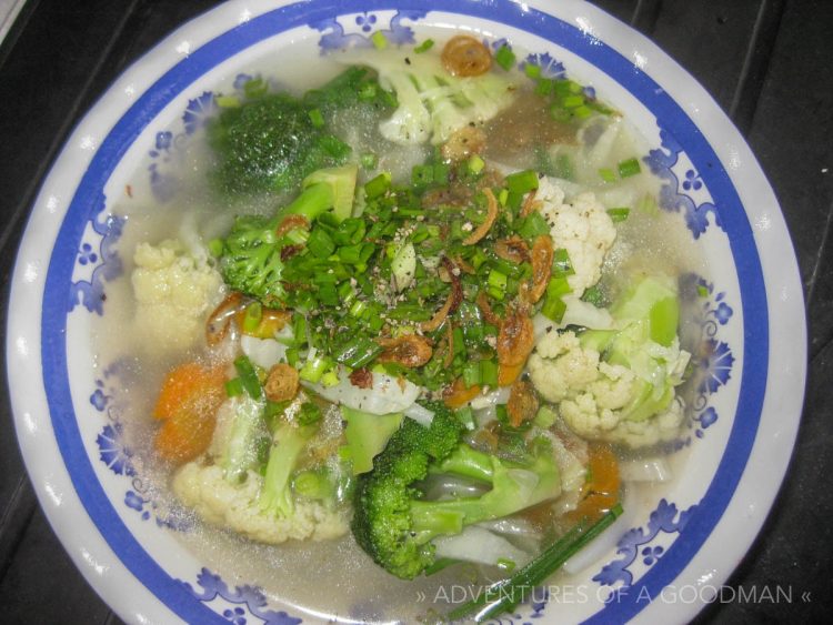 A traditional bowl of vegetable Pho in Vietnam