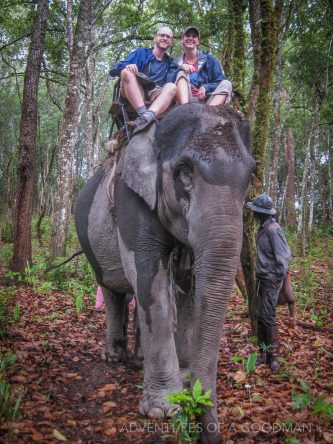 Carrie and I atop an elephant