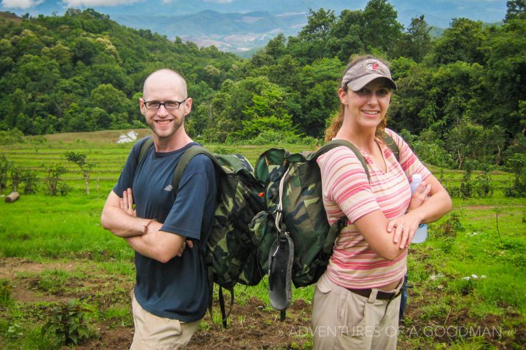 Me and Carrie trekking through the jungles above Chiang Mai, Thailand