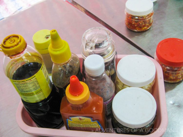 Typical table condiments in Vietnam