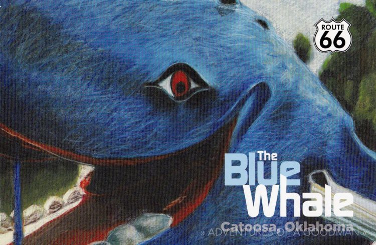 A postcard from the Catoosa Blue Whale in Oklahoma on Route 66