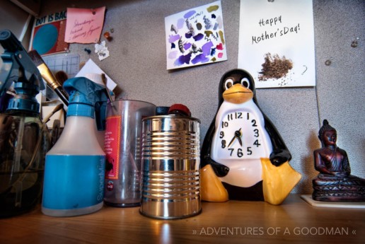 My mom is an artist. This is her desk and just one of her many workspaces.