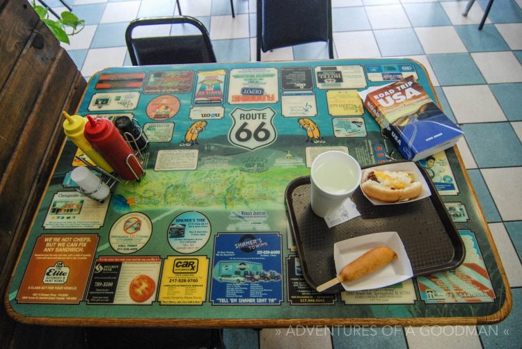 My corn dog at the birthplace of the corn dog — the Cozy Drive In