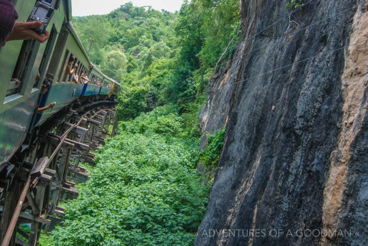 Shaky wooden bridges are common on the Death Railway