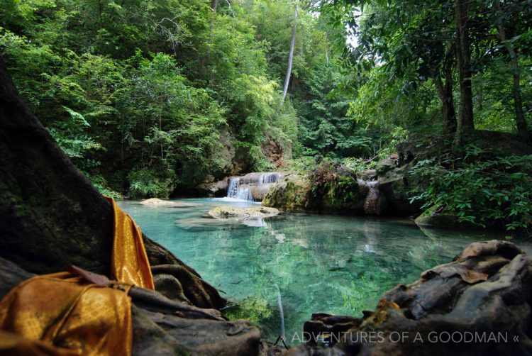 A monk's robe at the Erwan National Park, Thailand