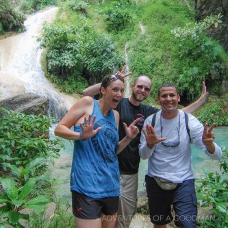 Me, Carrie and Tut at the Erawan National Park