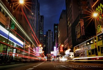 The streets of downtown Hong Kong at night