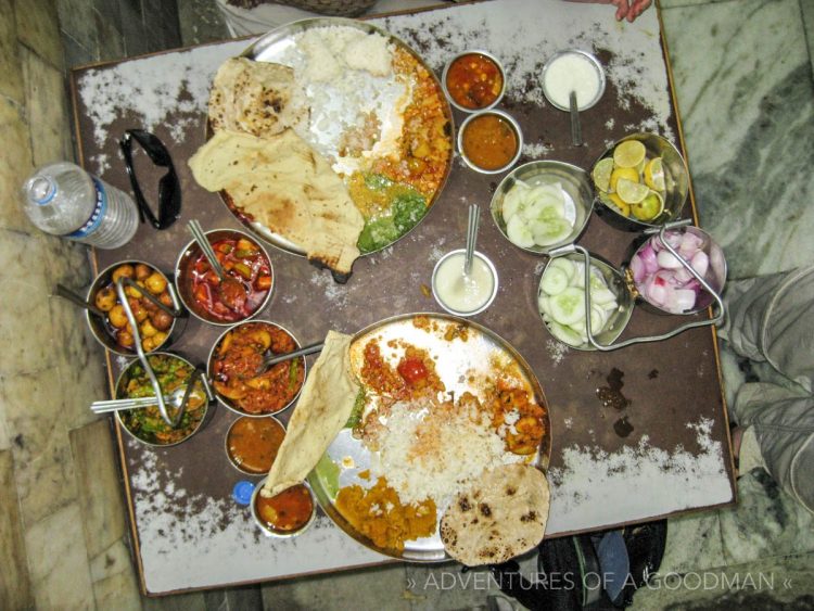 A plate of Indian food in Pounducherry
