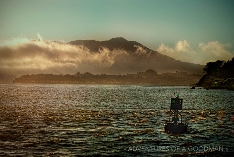 A foggy Marin sunset in the San Francisco Bay