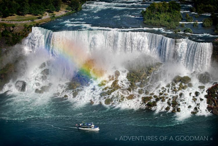 The Maid of the Mist passes alongside Niagara Falls