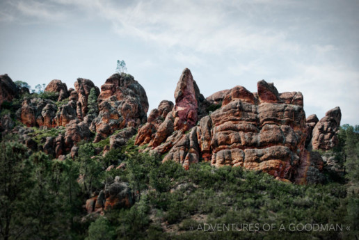 The red rocks of Pinnacles National Forest Park in Salinas Valley, California