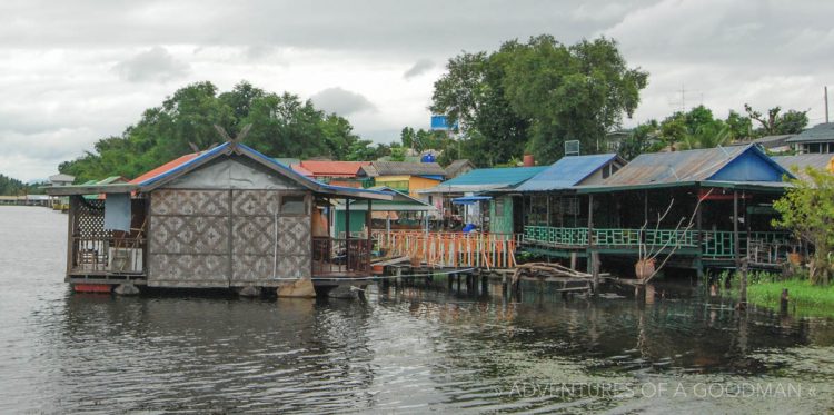 Floating hotel rooms at the River Guesthouse in Kanchanaburi, Thailand